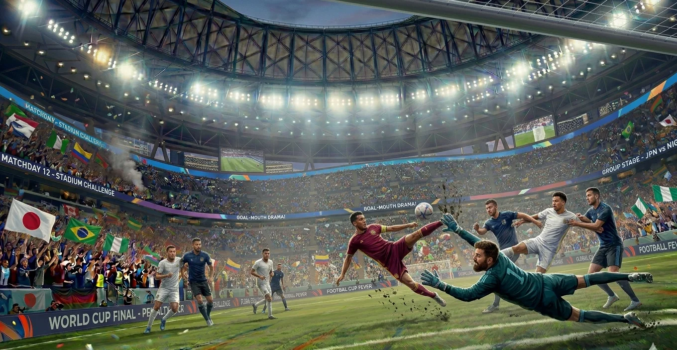 Spectacular bicycle kick attempt in front of a 2026 World Cup goal