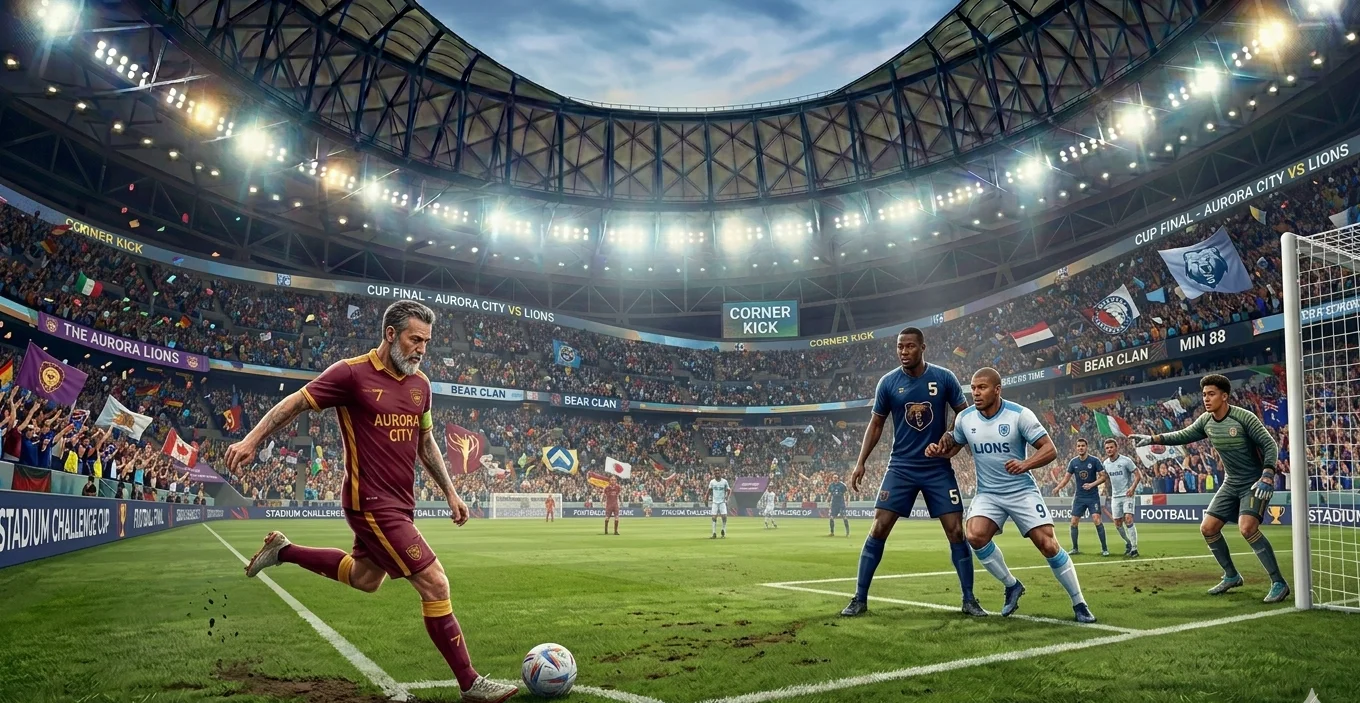 Corner kick being set up under stadium lights at a 2026 World Cup match